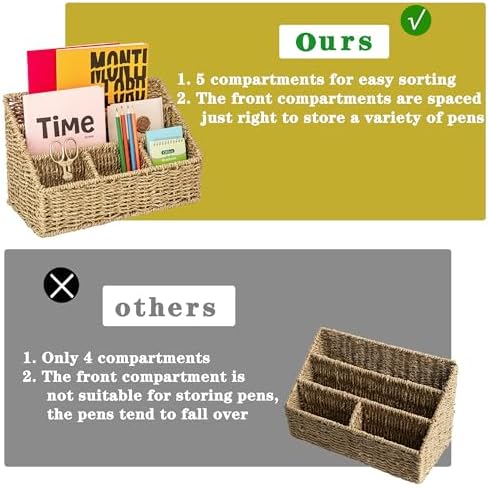 DINGTAI Mail Organizer Countertops, Desk Organizer Bills Organizer, Mail Sorters Organizers, Pencil Holder Magazine File Holder, Desk Organizer and Accessories(Seagrass) - Image 5