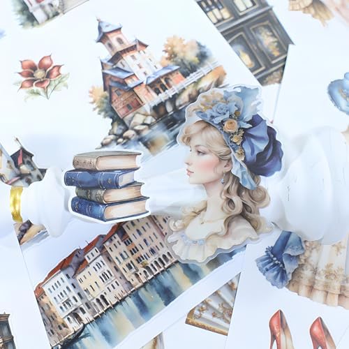 Snycler Sticker Book - 20 Sheets Vintage PET Stickers for Scrapbooking, Junk Journaling, Ephemera, and Decorative Crafts-The Castle - Image 5