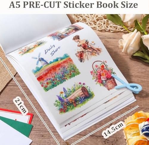 Snycler Sticker Book for Journal 20 Sheets Vintage PET Washi Stickers-6 - Image 3
