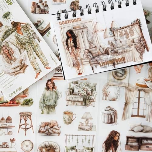 Scrapbook Stickers for Journaling Supplies, Girls PET Journal Sticker Book - Image 6