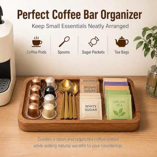 Small Acacia Wood Serving Tray Wooden Vanity Tray Bathroom Counter Organizer Coffee Bar Tray Mini Wooden Platter Appetizer Snack Serving Board Decorative Wood Tray Brown, Round - Image 4