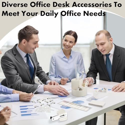 Marspark Beige Desk Accessories Office Supplies Set, 12 Pcs - Image 6