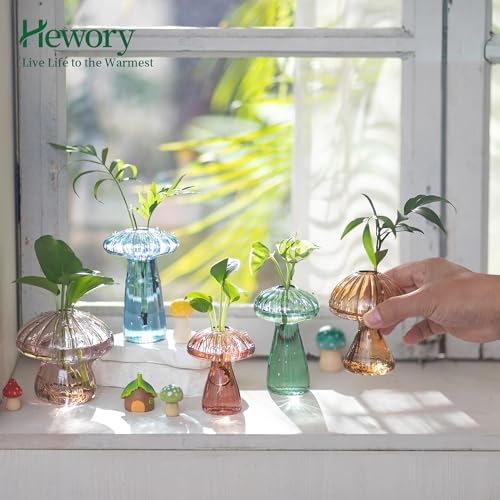 Hewory Plant Propagation Stations: 5PCS Colored Mushroom Vase for Flower - Image 2