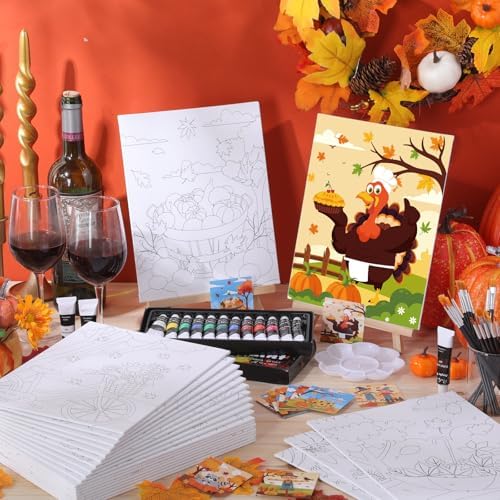 Sherr 24 Pcs Pre Drawn Canvas for Adult, Autumn, 8 x 10 Inch - Image 2