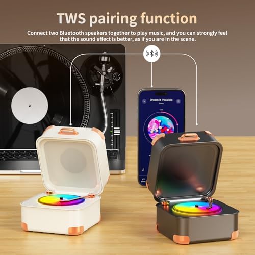 Record Player Bluetooth Speaker，Mini Record Player，Retro Vinyl,Small Bluetooth speaker Wireless,HD Sound Quality, Kawaii,Suitable for Family Parties, Birthday Gifts，2026 Spring Women's Gifts - Image 5