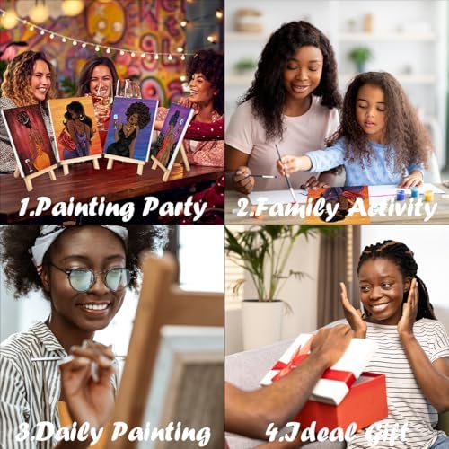 4 Pack Sip and Paint Kit for Adults Pre Drawn Canvas for Painting Pre Printed Stretched Canvas DIY Art Party Set Date Night Girls Game (Chic Lady,8x10 Inches) - Image 6