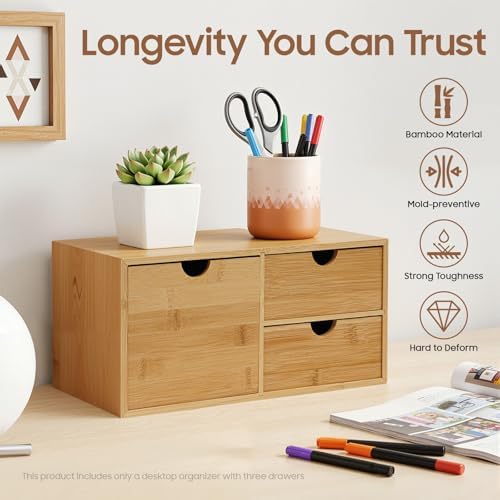 Gdrasuya10 Office Storage Supplies Table Organizer For Desk,Holder Desk Organizer Box With 3 Drawers Makeup Stationery Holder - Image 3