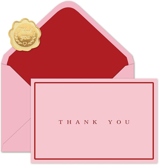 Whaline 24 Pack Red and Pink Thank You Cards Greeting Cards Blank Note Card with Envelopes Stickers for Valentine's Day Wedding Bridal Baby Shower Birthday, 4 x 6 Inch