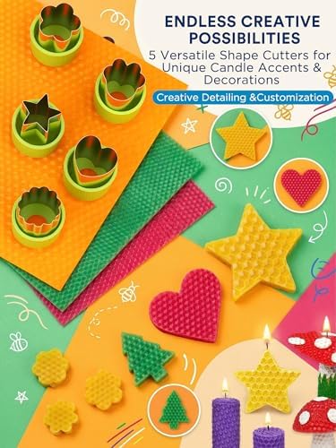 LumaCraft Beeswax Sheets for Candle Making Kit – 16PCS 100% Pure Natural Beeswax Candle Sheets for Rolling Candles – DIY Handmade Candle Making Kit for Family Holiday Party Gift Craft Decor - Image 6