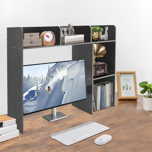 Desk Organizer Desk Shelf Desktop Hutch Desktop Shelf Countertop Hutch Countertop Bookshelf for Home Office Dorm Wood (37.2x9.5x28.9in) - Image 5