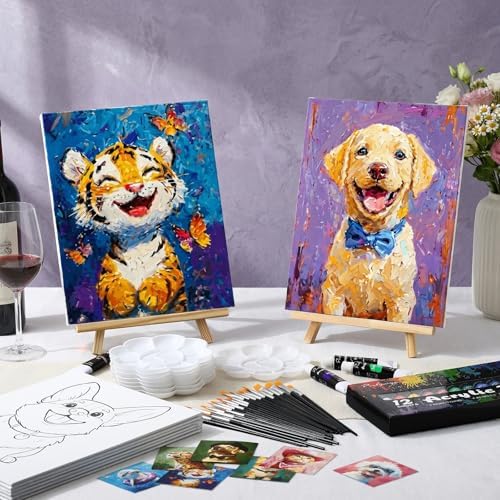 Cholemy 36 Pcs Paint and Sip Kit Gift for Adults 8''x10'',Animal - Image 2