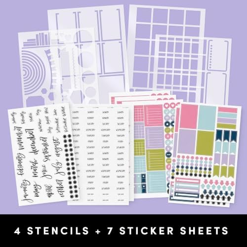 PAPERAGE Bullet Journal Kit, Dotted Journaling Set & Stationary Kit, Hardcover Dotted Journal Notebook (Sage Green), 12 fineliner Pens, 8 Sticker & 3 Stencil Sheets, 6 Washi Tapes - Image 4