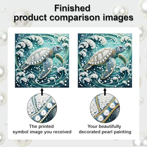 LQCrafK DIY Pearl Art Painting Handcraft Kit for Adults Beginners with Tools and Framed Painting, Creative Design,Self-Adhesive, Healing Stress-Relieving Home Wall Decoration-Sea Turtle - Image 7