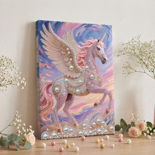 LQCrafK DIY Pearl Art Painting Handcraft Kit for Adults Beginners, Creative Design, Healing Stress-Relieving Home Wall Decoration, with Framed Painting and Tools-Pink Horse-2 - Image 2