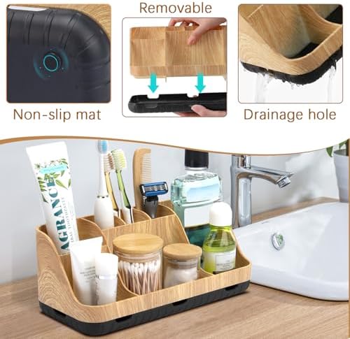 GFWARE Bathroom Organizers and Storage - Detachable 7 Slots Kids Electric Toothbrush and Toothpaste Holde Drainage for Bathroom Accessories Organization Counter Vanity Storage - Image 4