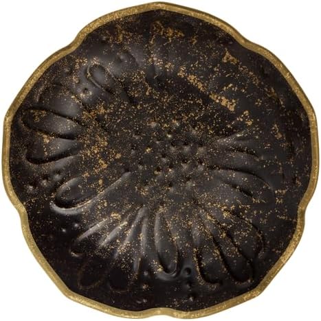 Large Flower Trinket Tray, Black Embossed by KarmaGifts