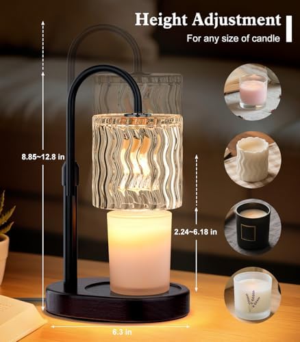 Candle Warmer Lamp Electric: Dimmable Timer Candles Warming Lamps - Height Adjustable Burner Jar - No Flame Scented Melts Wax - All Candle Jars Table Light Home Decor - Image 4