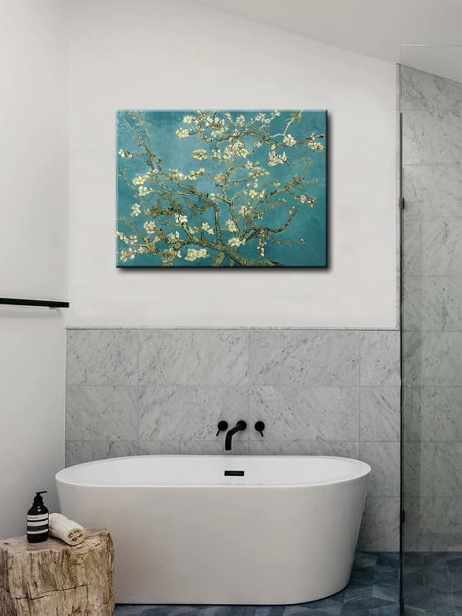 msspart Almond Blossom Tree by Vincent Van Gogh Oil Paintings Reproduction, Giclee Canvas Prints Wall Art for Bedroom Bathroom Home Decorations 12"x16"