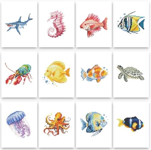 PeakLuv Small Diamond Art Kits Fishes Mini Diamond Painting Kits for Adults by PeakLuv