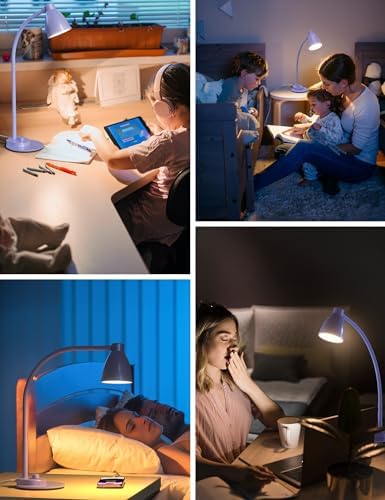 BOHON LED Desk Lamp with USB Charging Port, 3 Color Modes Dim, Lilac Purple - Image 6