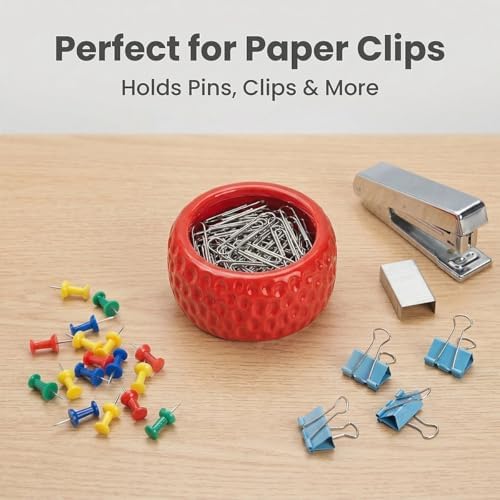 Strawberry Ceramic Pen Holder & Paper Clip Tray Set of 2 - Image 4