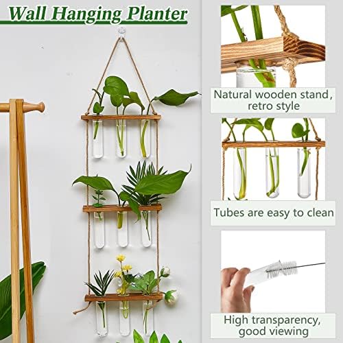 Leumoi 3pcs Hanging Propagation Station, Vertical 18 Glass Test Tubes - Image 3