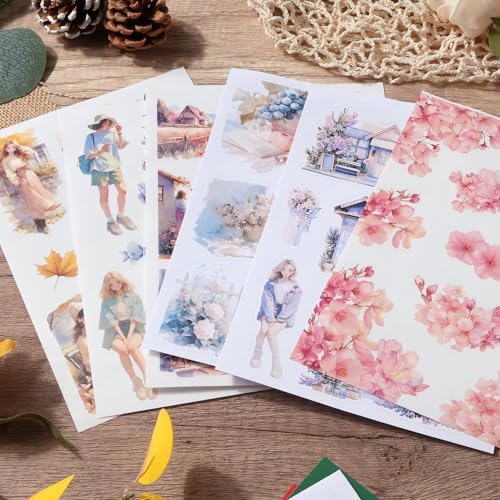 Snycler Sticker Book for Journal 20 Sheets Vintage PET Washi Stickers-4 - Image 4