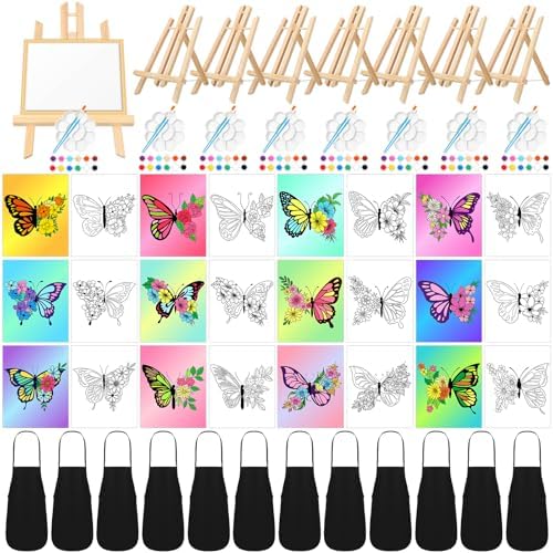 Motipuns 12 Set Butterfly Flower Pre Drawn Canvas for Paint for Adults by Motipuns