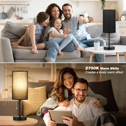 17in Bedside Table Lamp for Bedroom, Desk Lamp with USB Ports for Dorm - Image 5