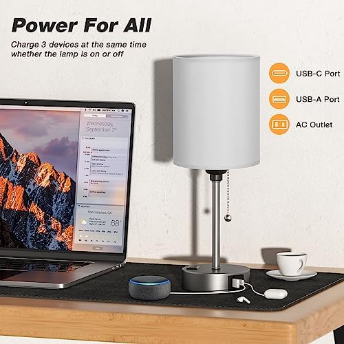 Small Bedside Table Lamp for Bedroom - Desk Lamp with USB Ports for Dorm - Image 3
