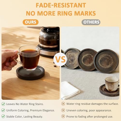 Wood Coasters for Drinks Set of 4 with Holder, Minimalist Table Decor - Image 4