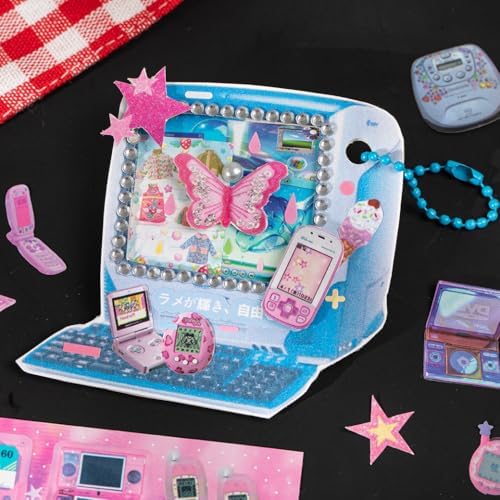 Japanese Retro Sticker Book, 800 Cartoon Stickers Book with Art Coated Paper Creative Activity Stickers for Adults, DIY Scrapbooking Phone Cases Laptops Party Gifts (Neon) - Image 6