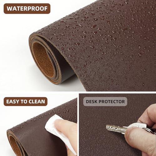 AFIING Cork Desk Mat 47" x 23.6", Dual-Sided Natural Cork & PU Leather Desk Pad, Non-Slip Waterproof Large Mouse Pad for Office, Home & Gaming (Coffee) - Image 3