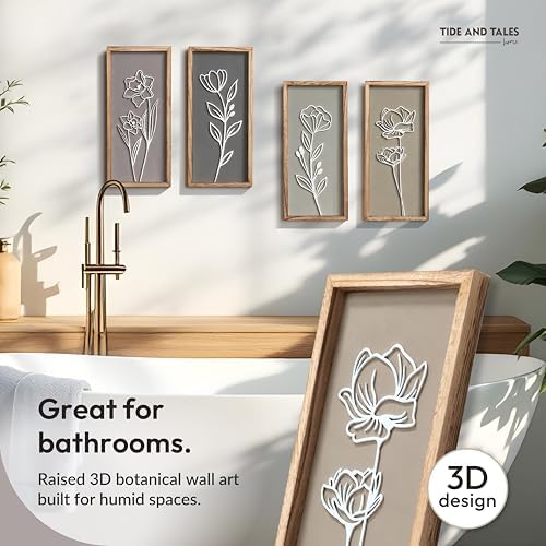 Tide and Tales 3d Framed Wall Art, Set of 4, Floral Boho Wall Decor - Image 4