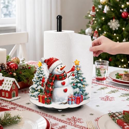 Christmas Snowman Paper Towel Holder, Farmhouse Xmas Kitchen Countertop Decor, Decorative Table Paper Towel Holder, Christmas Housewarming Birthday Gift for Women Mom - Image 5