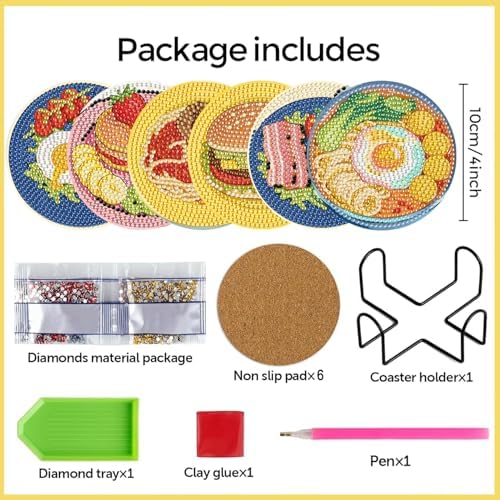 Leatrice 6 PCS Small Diamond Art Coasters Diamond Painting Kits for Adults - Image 2