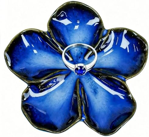 SEEDUSTRY Ceramic Jewelry Tray, Petal Ring Dish, Small Ceramic Jewelry Trinket Holder, Desktop Decoration, Dainty‌ Plate for Rings, Earrings, Necklace, Gifts for Mother Girlfriend Daughter Sister by WelcometoourSEEDUSTRY