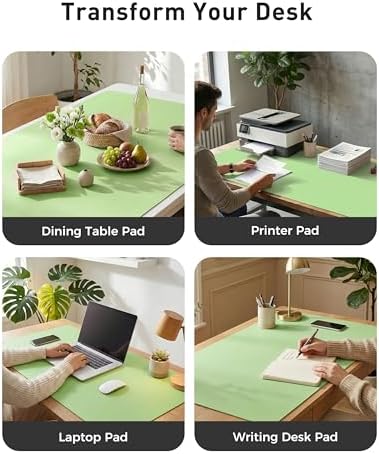 Aothia Faux Leather Desk Mat - Large Mouse Pad, Non-Slip PU Leather Blotter, Waterproof Writing Surface for Office and Home (Foam Green, 40" x 24") - Image 6