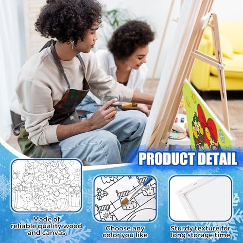 Sherr 15 Set 75 Pcs Christmas Pre Drawn Painting Canvas Kit for Adults - Image 3