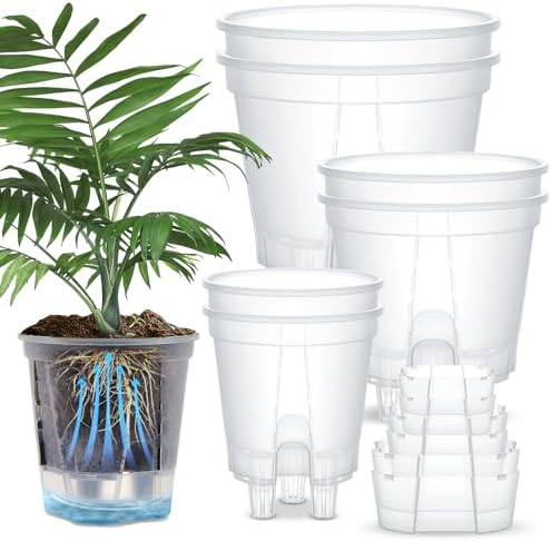 Wonderjune Self Watering Planter, 4.72'', 5.91'', 7.09'', Clear, 6 Pcs by Wonderjune