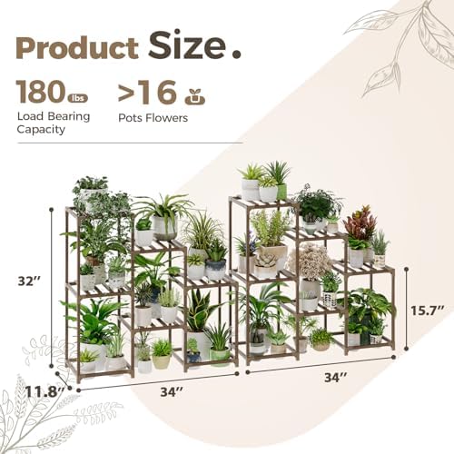 Bamworld 2 Sets of Package Plant Stands Indoor Wood Plant Shelf Outdoor - Image 5