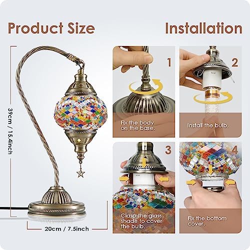 Yarra-Decor Turkish Moroccan Mosaic Lamp, Stained Glass, Bronze, Blue1 - Image 6