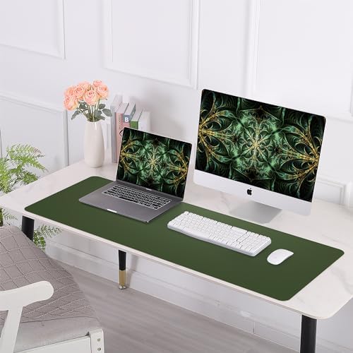 AFIING Leather Desk Pad Protector, Large Desk Mat with Natural Cork & PU Leather, Mouse Pad, Non-Slip, Waterproof Desk Writing Pad for Office and Home, Military Green - Image 6