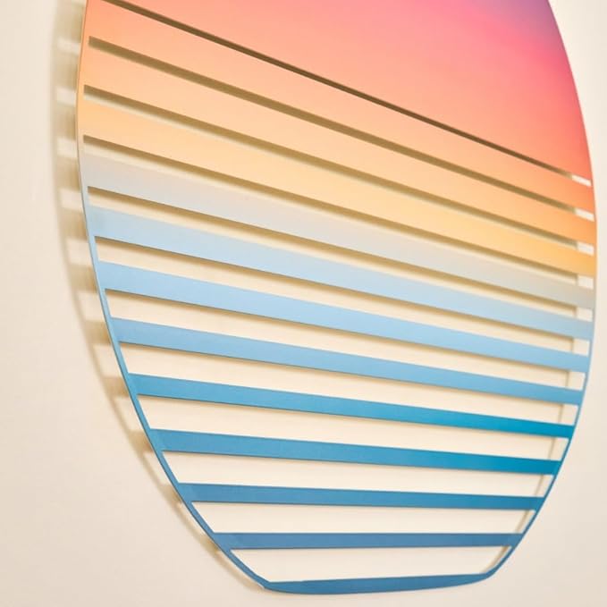 NEODECO Sunset on Sea Metal Wall Art for home decor, Minimalist art deco for living room, colorful wall sculpture (Large)