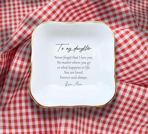 Square Ring Dish White Ceramic Jewelry Dish, Trinket Tray For Girl Bride From Mom, Birthday, Wedding Present, Mother and Daughter-In-Law Gift - Image 5