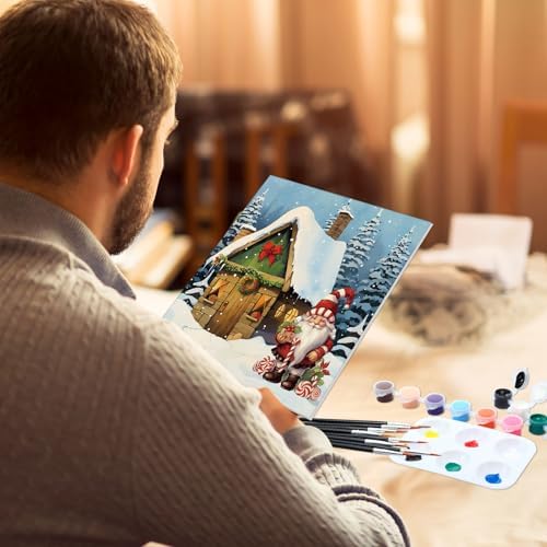 Dinifee 6 Pack Pre Drawn Canvas for Painting Pre Printed Canvas Kit 8 x 10 Inch Stretched Cotton Paint and Sip Set for Adults Couple Party Graduation Summer Date Night(Merry Xmas) - Image 6