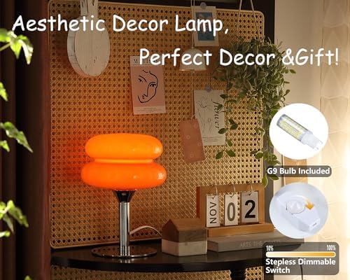 Glivpny Mushroom Lamp Table Lamp, Mid Century Modern Table Lamps(Red) - Image 5