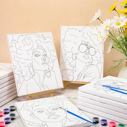 Sherr 75 Pcs 15 Set Pre Drawn Canvas Kit for Painting Craft Sip Paint Kit - Image 6