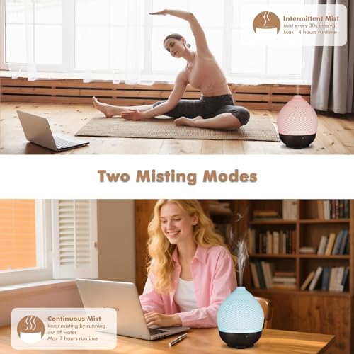 Essential Oils Diffuser Ceramic 250ml - Ultrasonic Aromatherapy Diffuser 3D Printing Dome, Cool Mist Air Freshener with 2 Mist Modes 7 Colors LED Lights, Auto Shut-Off Protection for Home Office Decor - Image 3