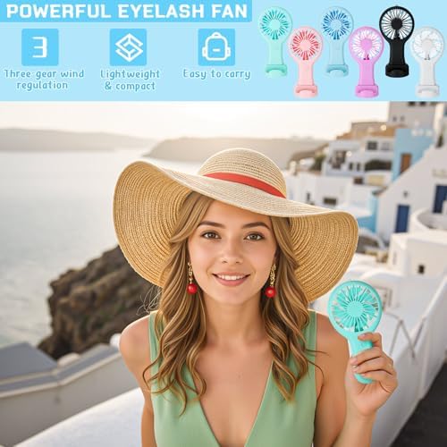 Woanger 12 Pcs Mini Handheld Fan,White, Pink, Blue, Black, Green, Purple - Image 3